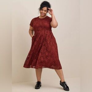 Torrid Burgundy Lace Midi Dress